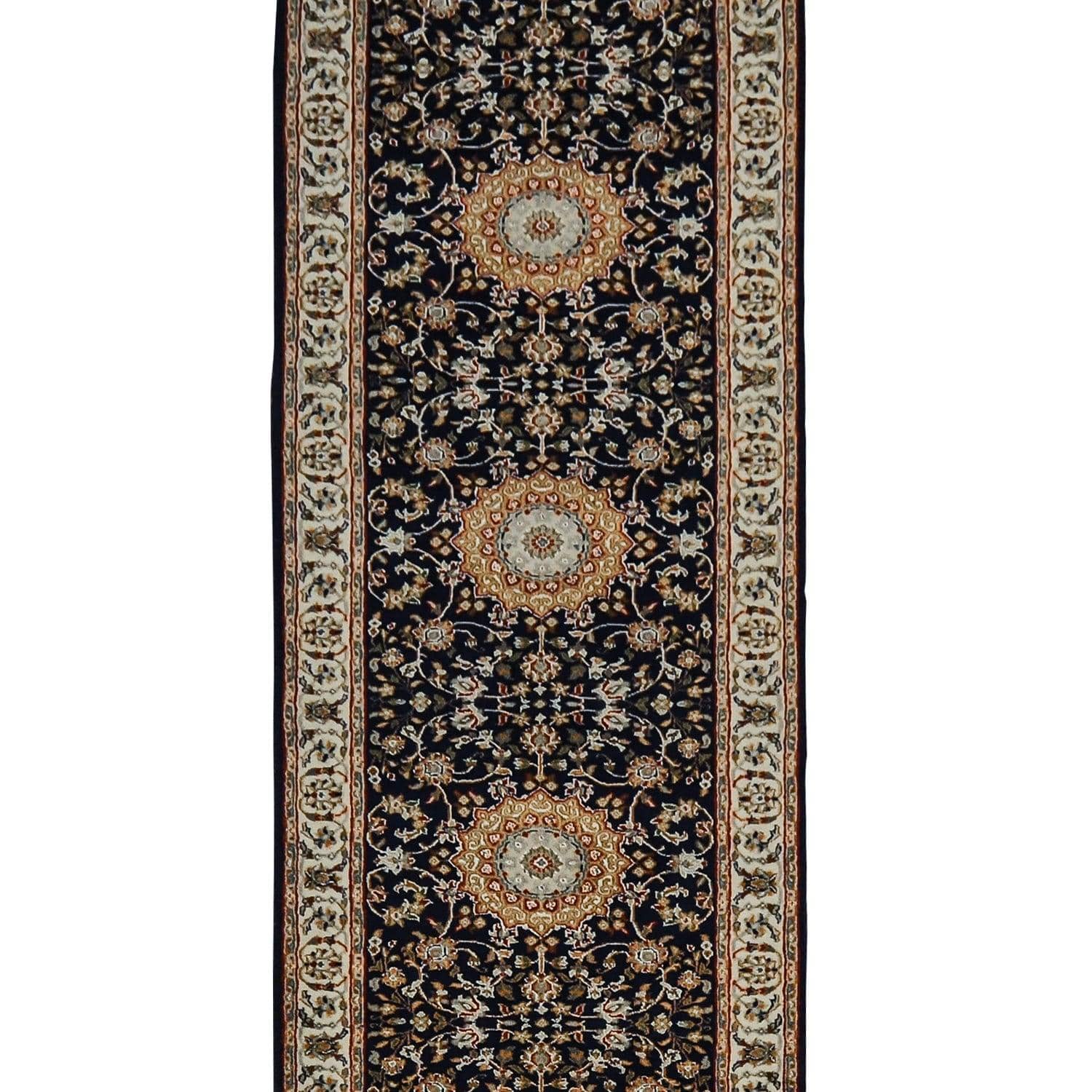 Fine Hand-knotted Wool & Silk Nain Hallway Runner 80cm x 365cm