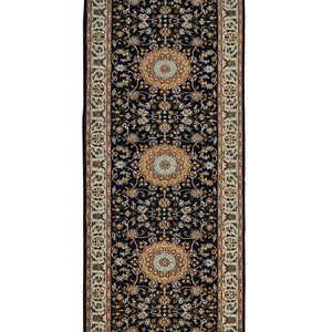 Fine Hand-knotted Wool & Silk Nain Hallway Runner 80cm x 365cm