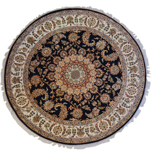 Find Hand-knotted Wool & Silk Nain Round Rug 197cm x 198cm