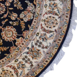 Find Hand-knotted Wool & Silk Nain Round Rug 197cm x 198cm