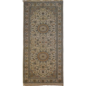 Fine Hand-knotted Wool & Silk Nain Hallway Runner 84cm x 204cm