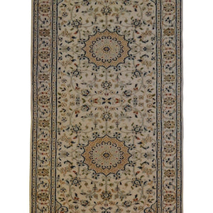 Fine Hand-knotted Wool & Silk Nain Hallway Runner 84cm x 204cm