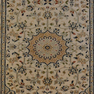 Fine Hand-knotted Wool & Silk Nain Hallway Runner 84cm x 204cm