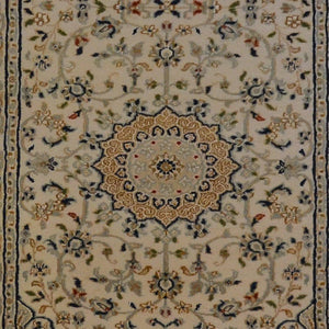 Fine Hand-knotted Wool & Silk Nain Hallway Runner 84cm x 204cm