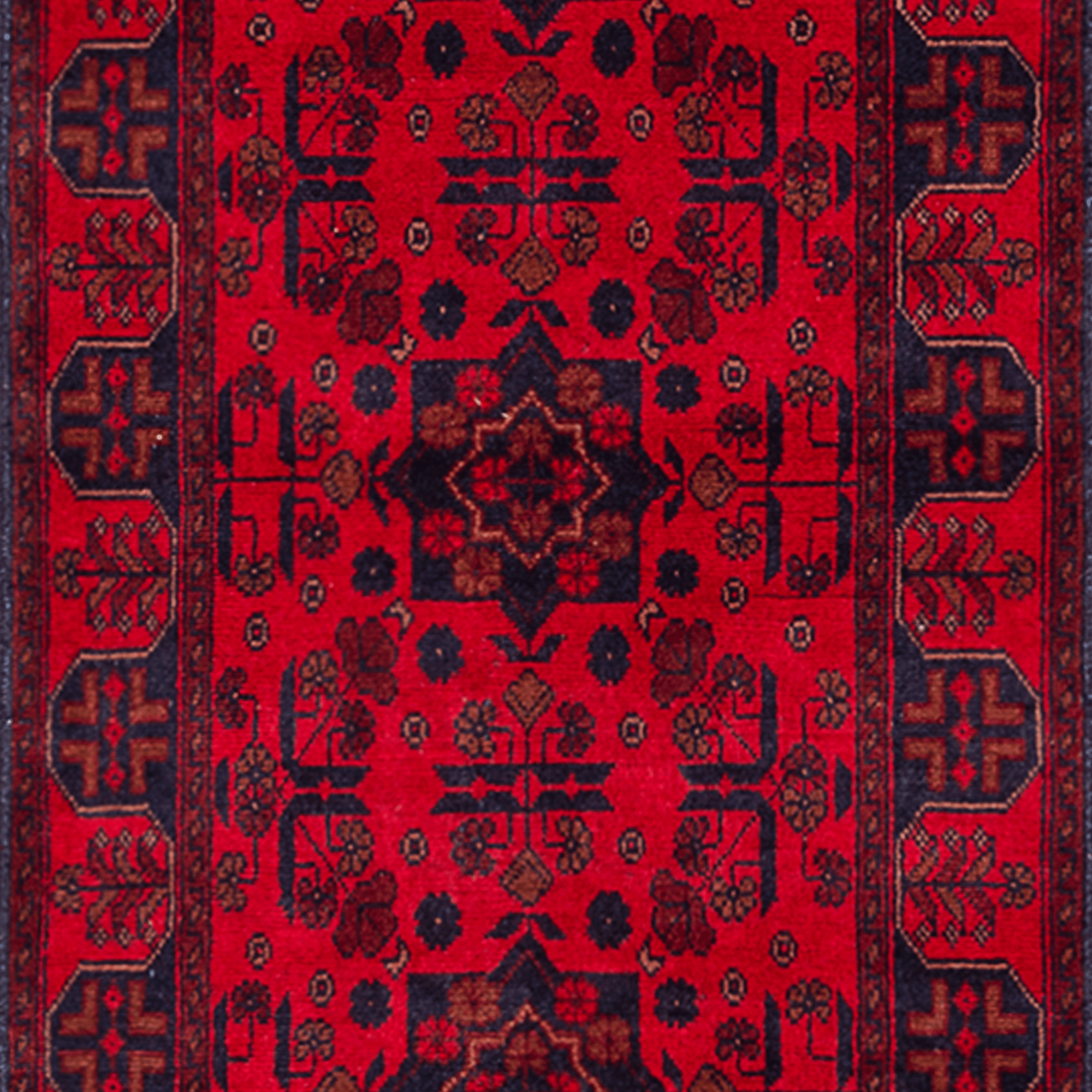 Fine Hand-knotted 100% Wool Red Runner 79cm x 293cm