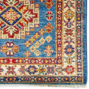 Fine Hand-knotted Traditional Wool Super Kazak Blue Runner 82cm x 298cm