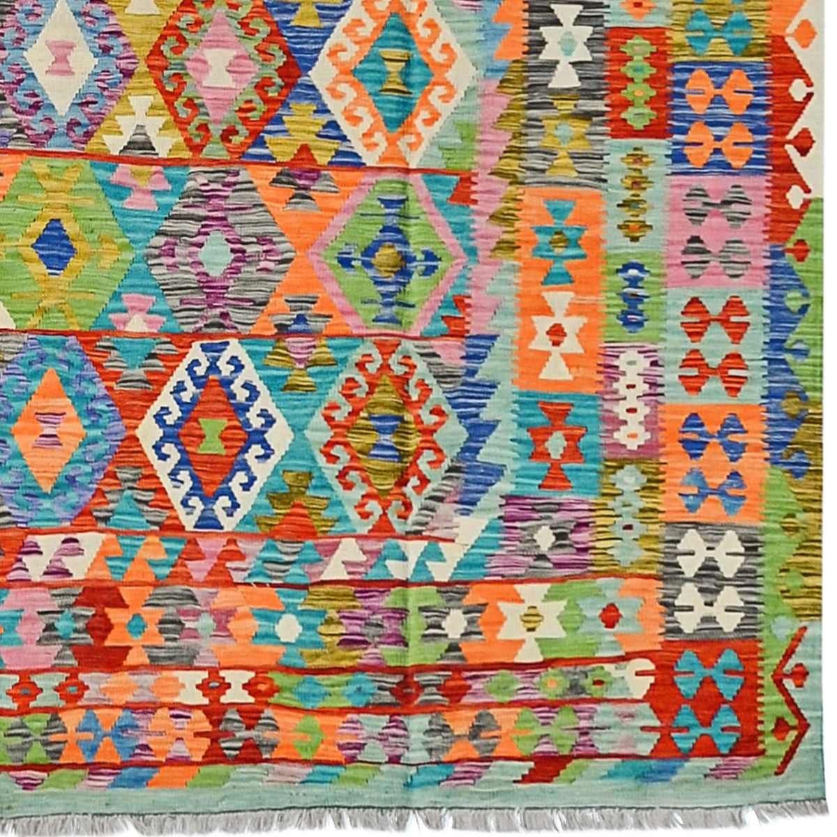 Extra Large Modern Hand-woven Chobi Wool Kilim Rug 311cm x 394cm