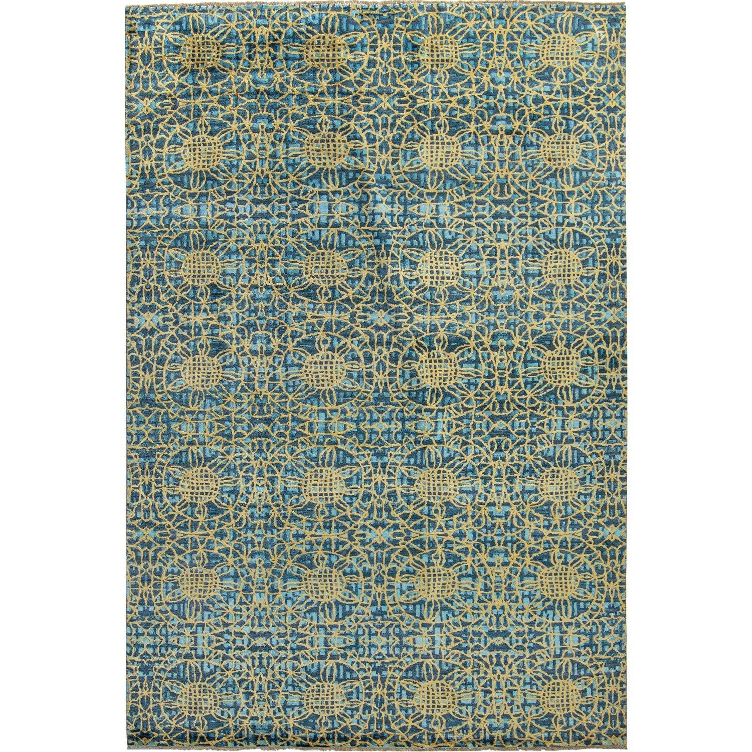 Hand-knotted NZ Wool & Silk Damask Modern Rug 204cm x 300cm