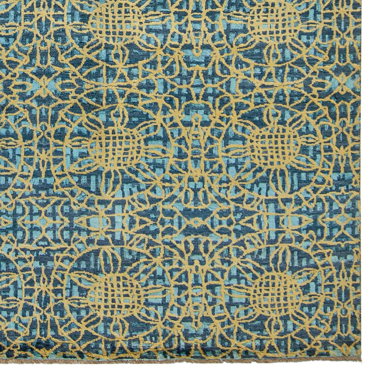 Hand-knotted NZ Wool &amp; Silk Damask Modern Rug 204cm x 300cm