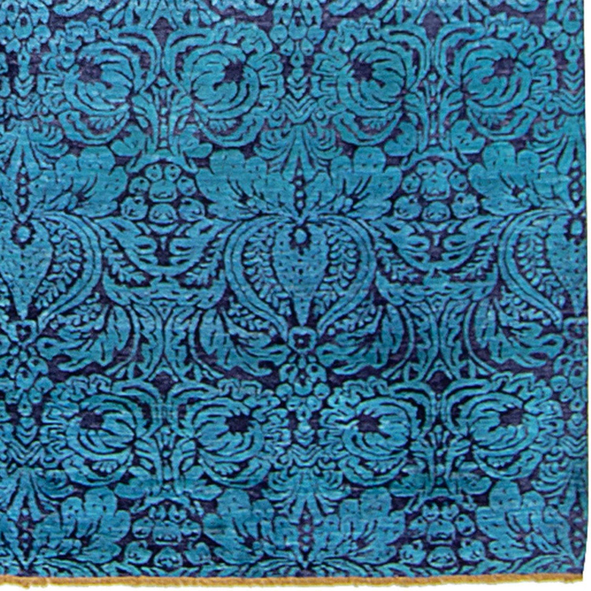 Contemporary Hand-knotted NZ Wool and Bamboo Silk Damask Rug 197cm x 299cm