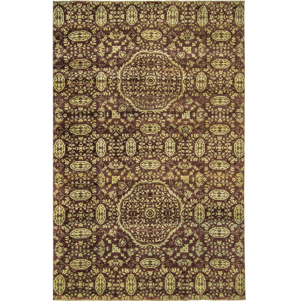 Contemporary Hand-knotted NZ Wool &amp; Bamboo Silk Damask Rug 202cm x 297cm