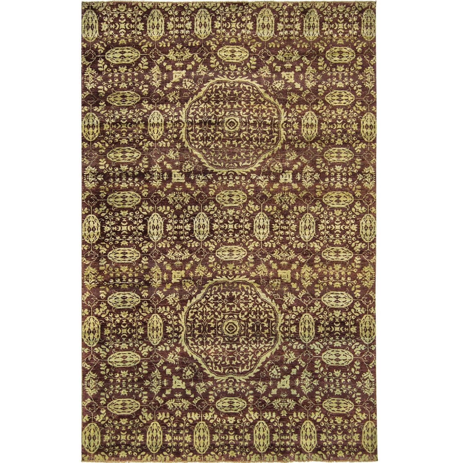 Contemporary Hand-knotted NZ Wool & Bamboo Silk Damask Rug 202cm x 297cm