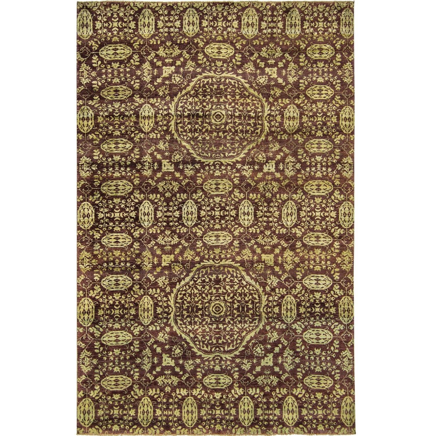 Contemporary Hand-knotted NZ Wool & Bamboo Silk Damask Rug 202cm x 297cm