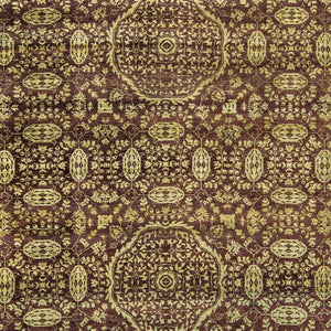 Contemporary Hand-knotted NZ Wool & Bamboo Silk Damask Rug 202cm x 297cm