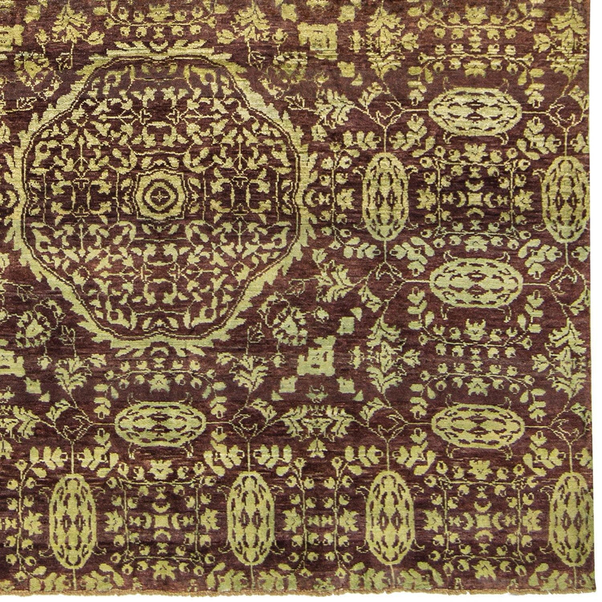 Contemporary Hand-knotted NZ Wool &amp; Bamboo Silk Damask Rug 202cm x 297cm