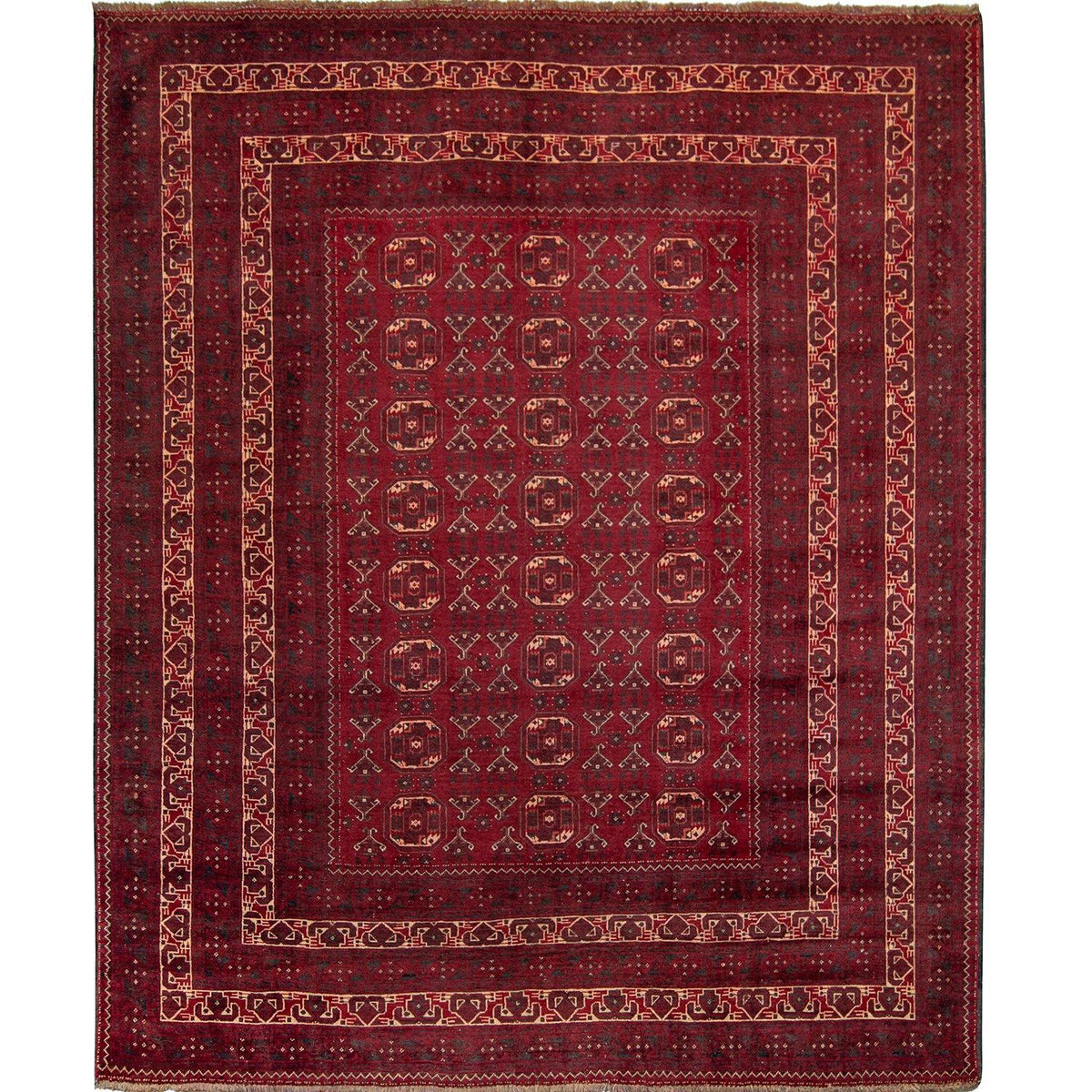 Fine Hand-knotted Wool Tribal Turkmen Rug 211cm x 272cm
