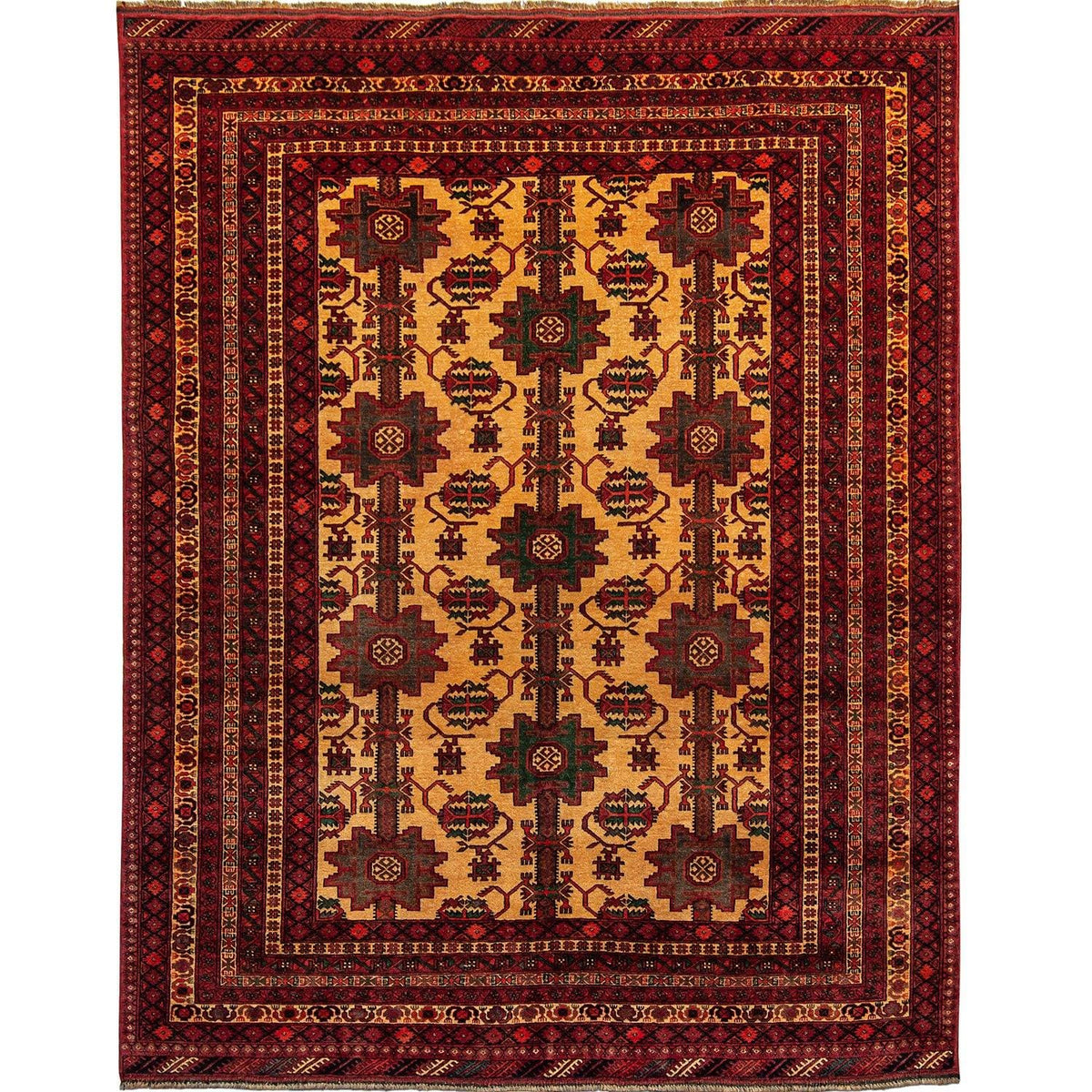 Fine Hand-knotted Wool Tribal Turkmen Rug 211cm x 272cm | 2008HA005