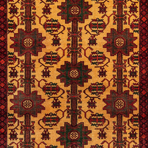 Fine Hand-knotted Vintage Tribal Wool Turkmen Rug 256cm x 305cm