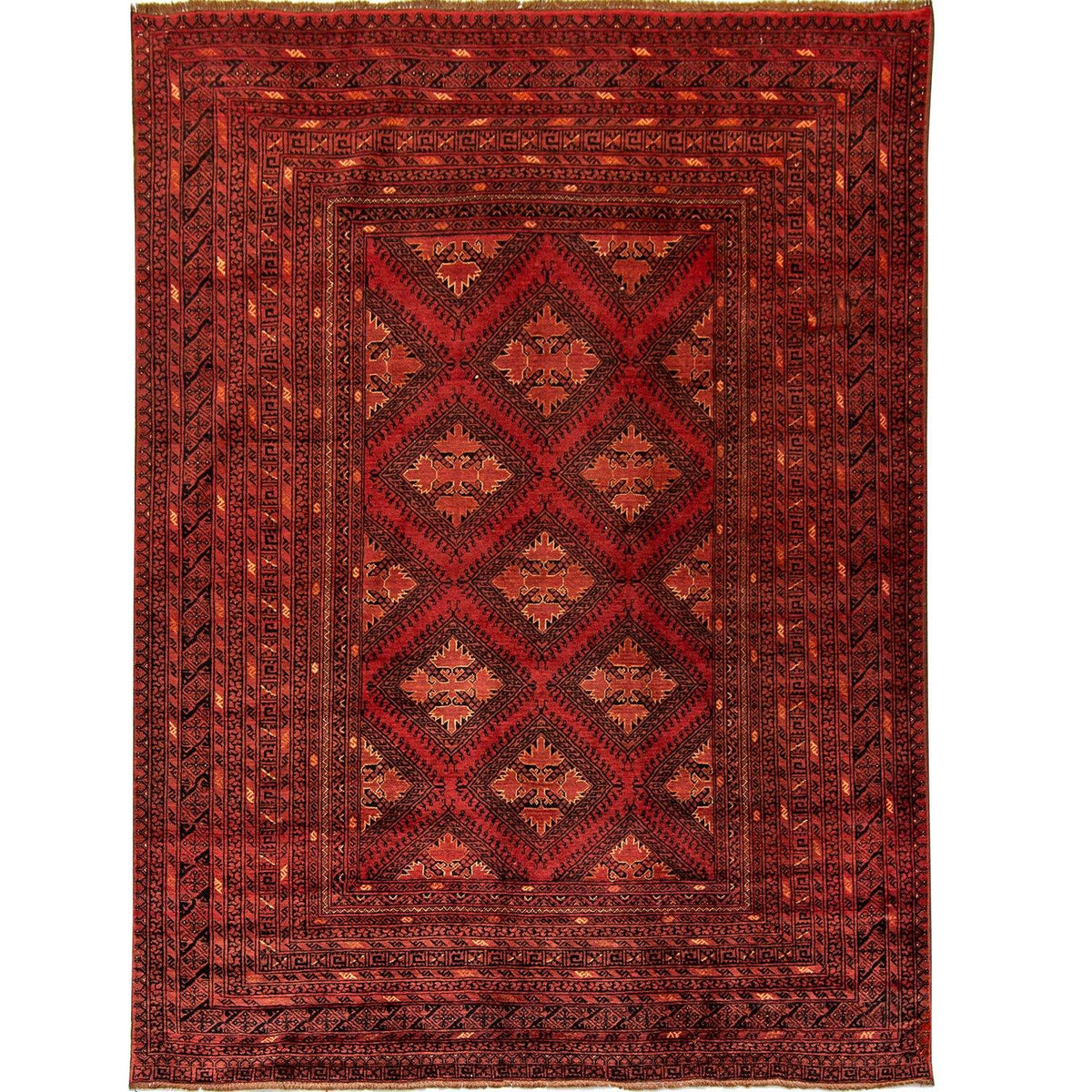 Fine Hand-knotted Hand Spun Wool Turkmen Rug 205cm x 291cm