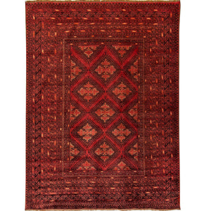 Fine Hand-knotted Hand Spun Wool Turkmen Rug 205cm x 291cm