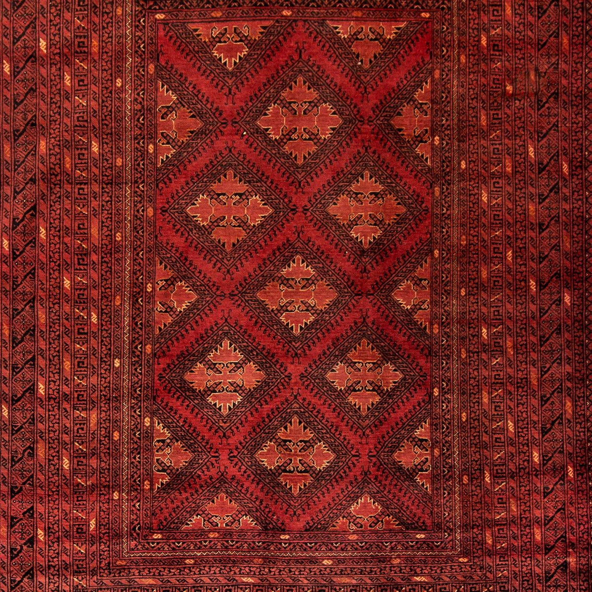 Fine Hand-knotted Hand Spun Wool Turkmen Rug 205cm x 291cm