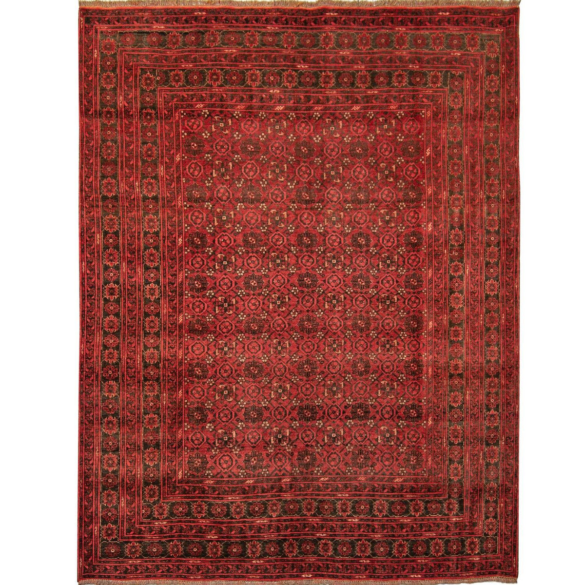 Hand-knotted Wool Afghan Turkmen Rug 204cm x 280cm