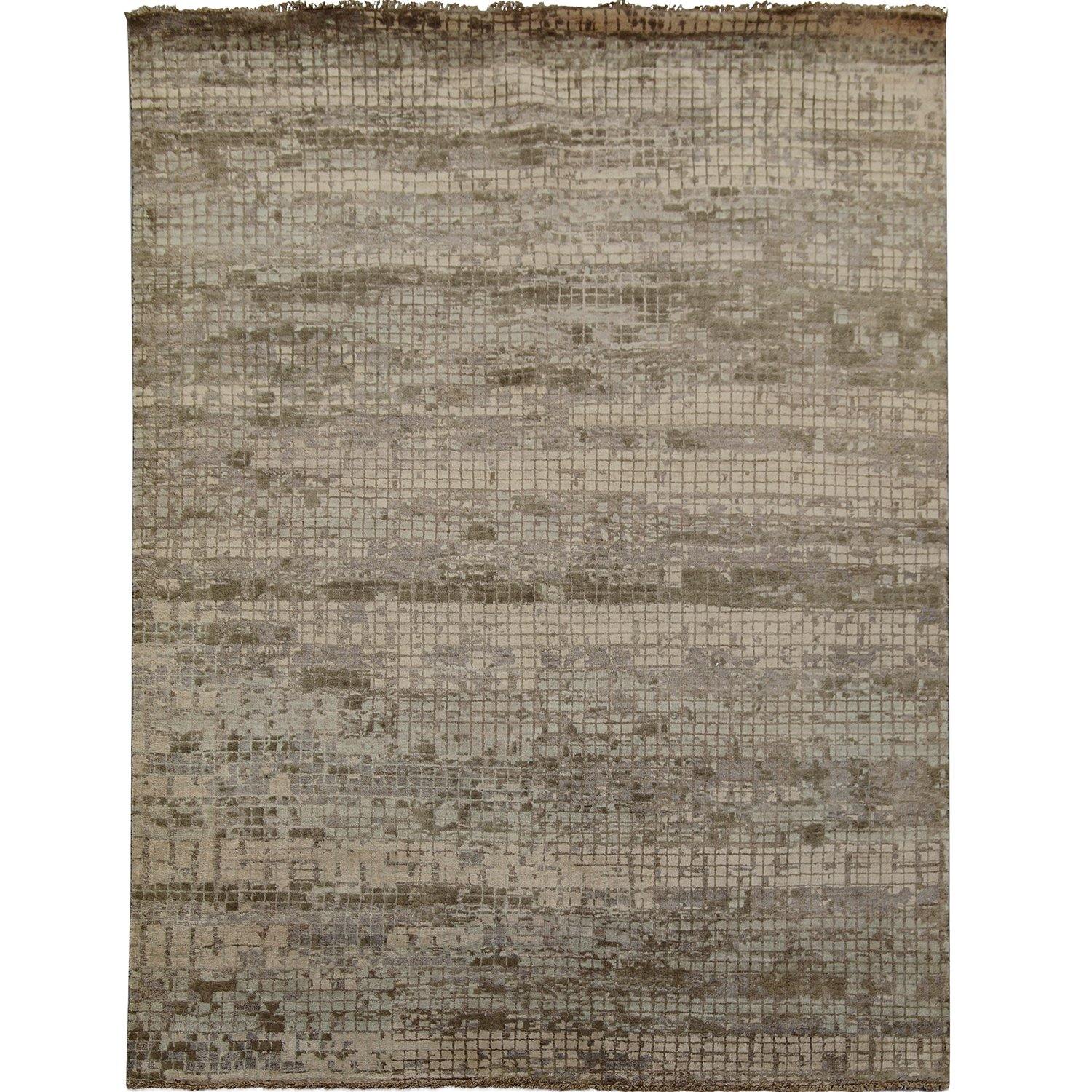 Contemporary Fine Hand-knotted NZ Wool & Bamboo Silk Rug 155cm x 215cm
