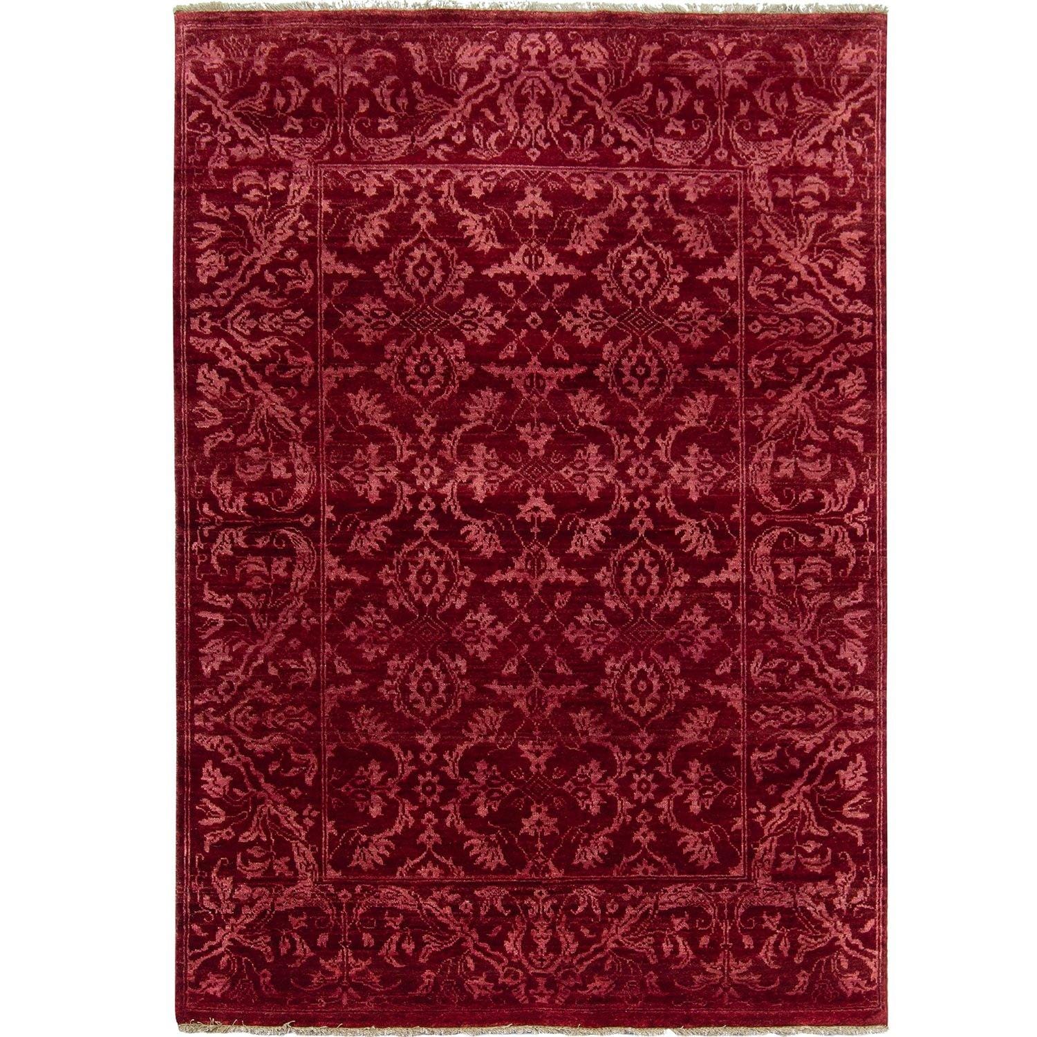 Contemporary Hand-knotted NZ Wool & Bamboo Silk Damask Rug 123cm x 184cm