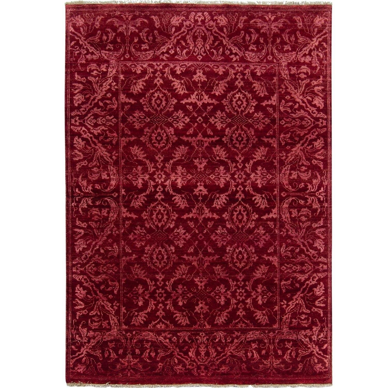 Contemporary Hand-knotted NZ Wool & Bamboo Silk Damask Rug 123cm x 184cm
