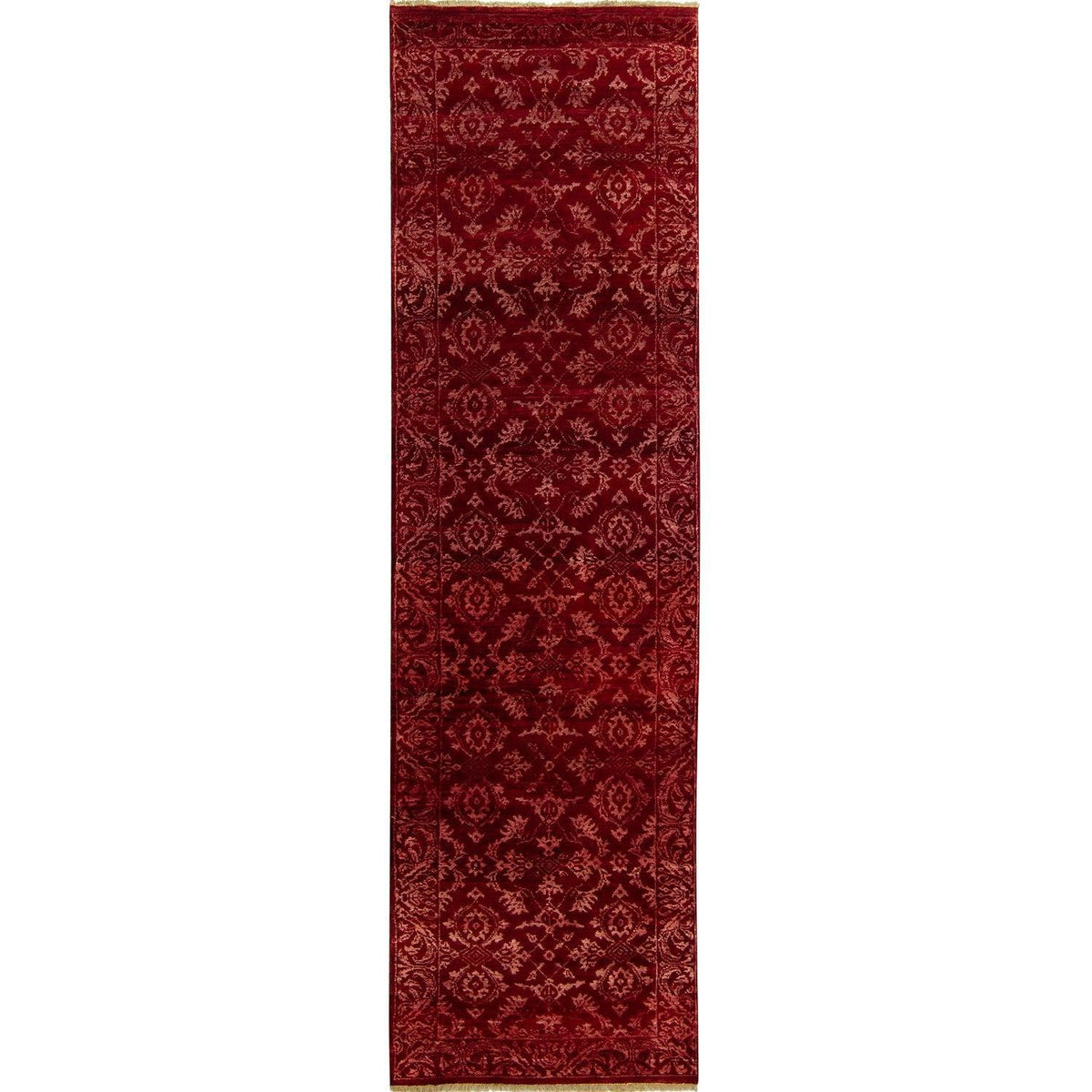 Fine Contemporary Hand-knotted NZ Wool &amp; Silk Runner 77cm x 292cm