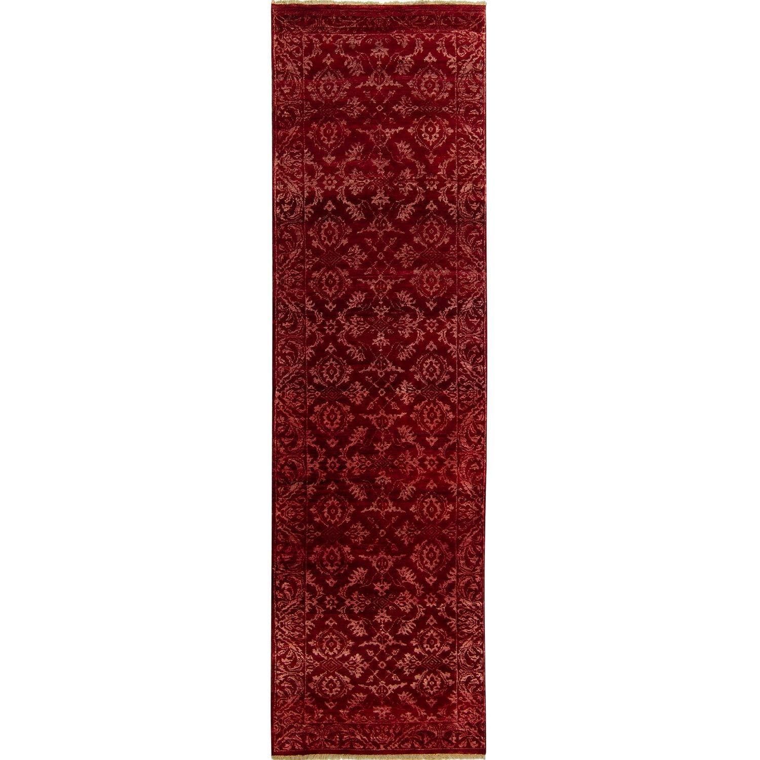 Fine Contemporary Hand-knotted NZ Wool & Silk Runner 77cm x 292cm