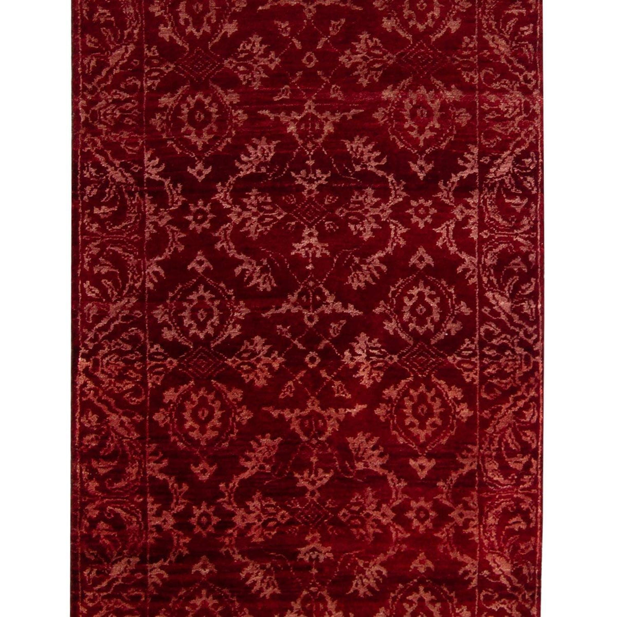 Fine Contemporary Hand-knotted NZ Wool &amp; Silk Runner 77cm x 292cm