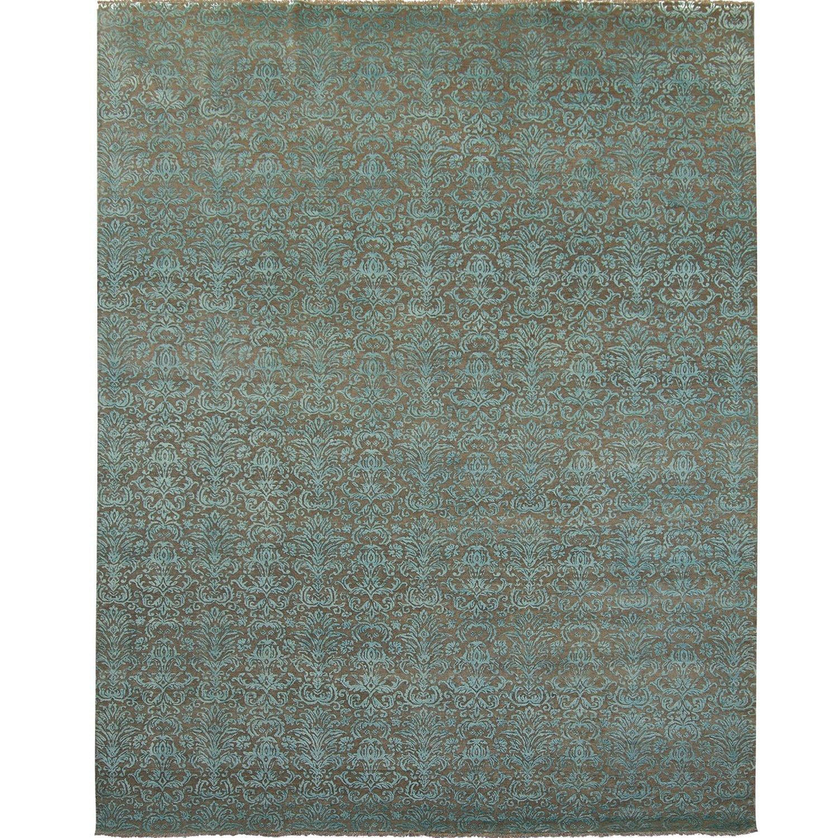 Contemporary Hand-knotted NZ Wool &amp; Silk Damask rug 276cm x 371cm