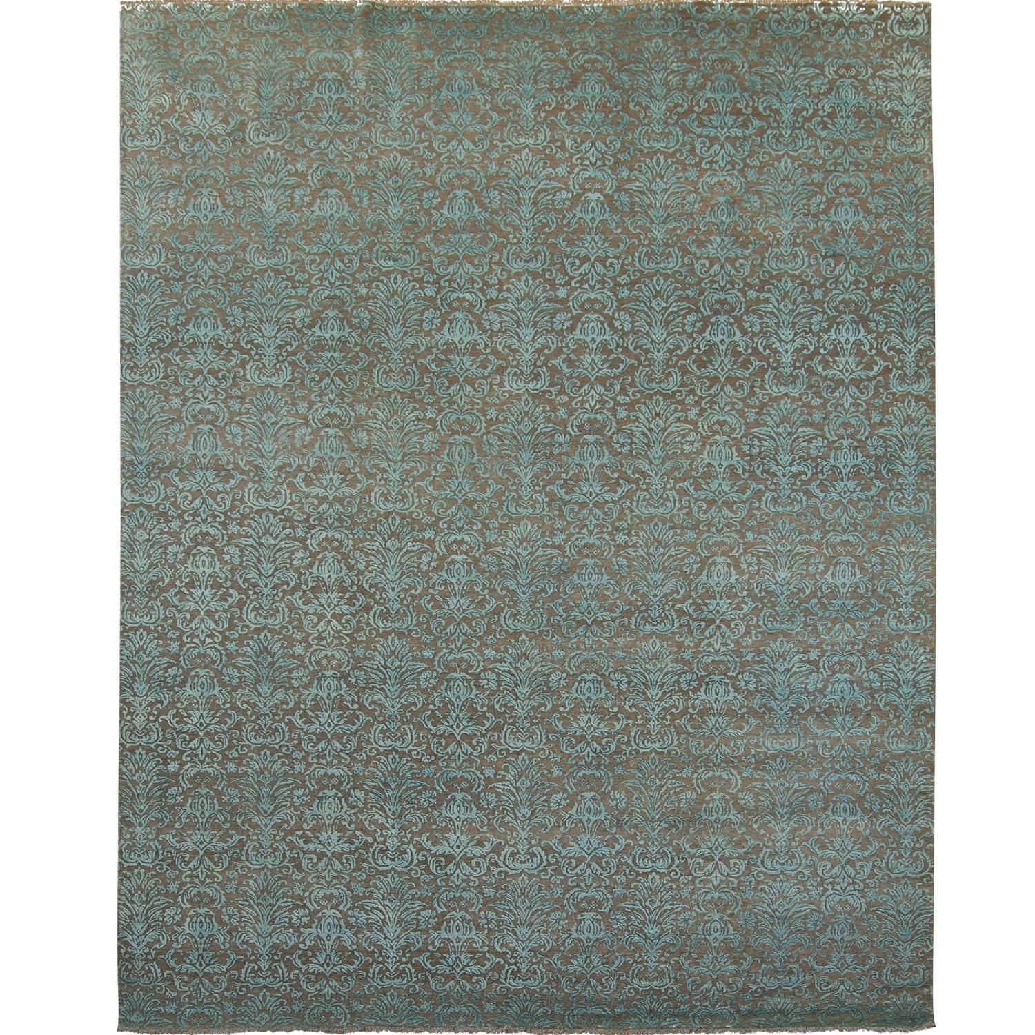 Contemporary Hand-knotted NZ Wool & Silk Damask rug 276cm x 371cm