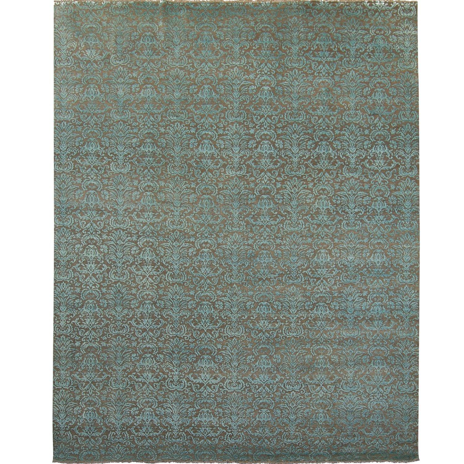 Contemporary Hand-knotted NZ Wool & Silk Damask rug 276cm x 371cm