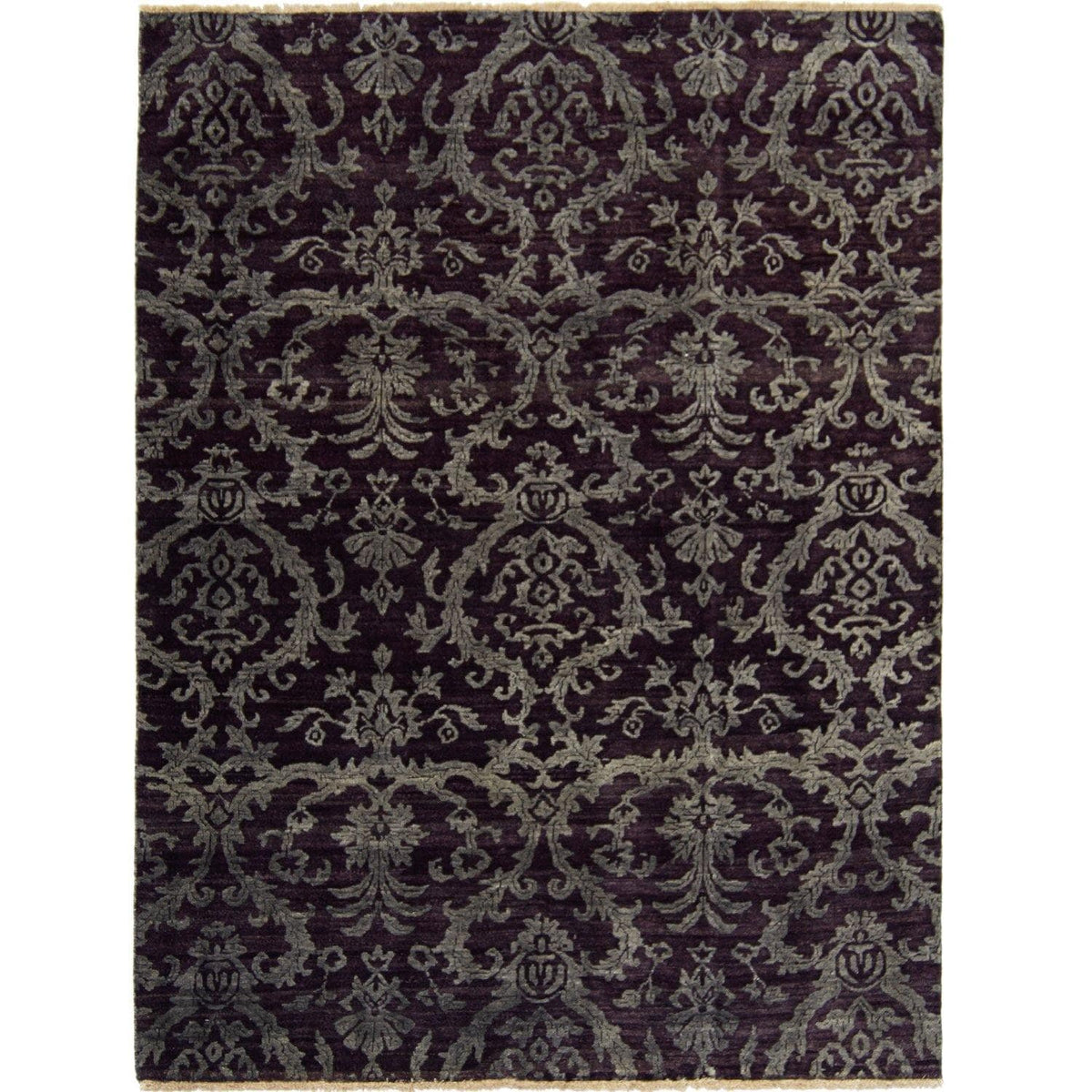 Contemporary Hand-knotted NZ Wool &amp; Bamboo Silk Damask Rug 138cm x 198cm