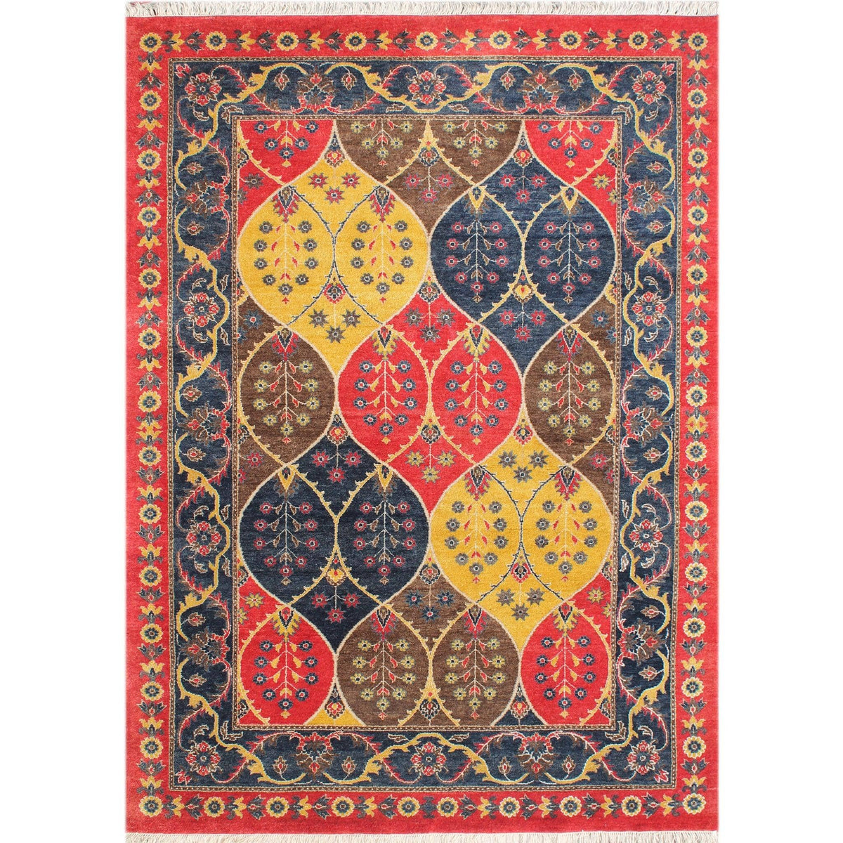 Fine Hand-knotted Wool Patch Weave Rug 170cm x 242cm