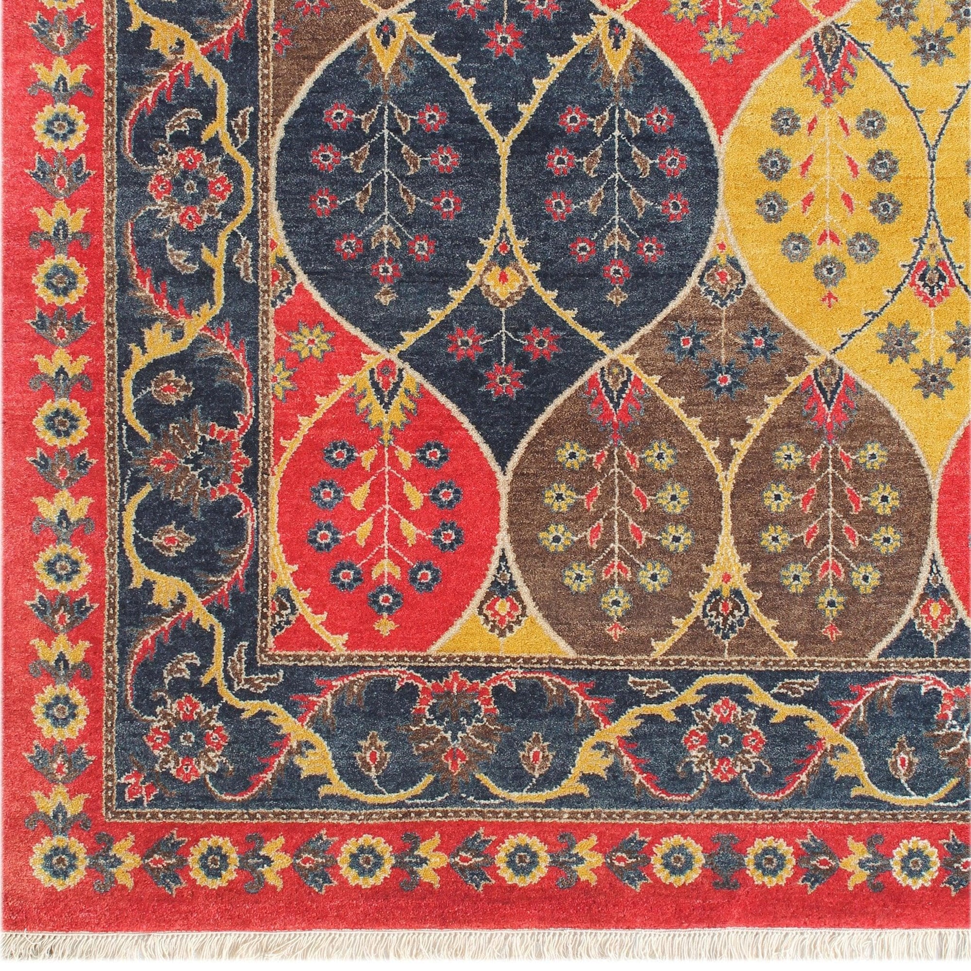 Fine Hand-knotted Wool Patch Weave Rug 170cm x 242cm
