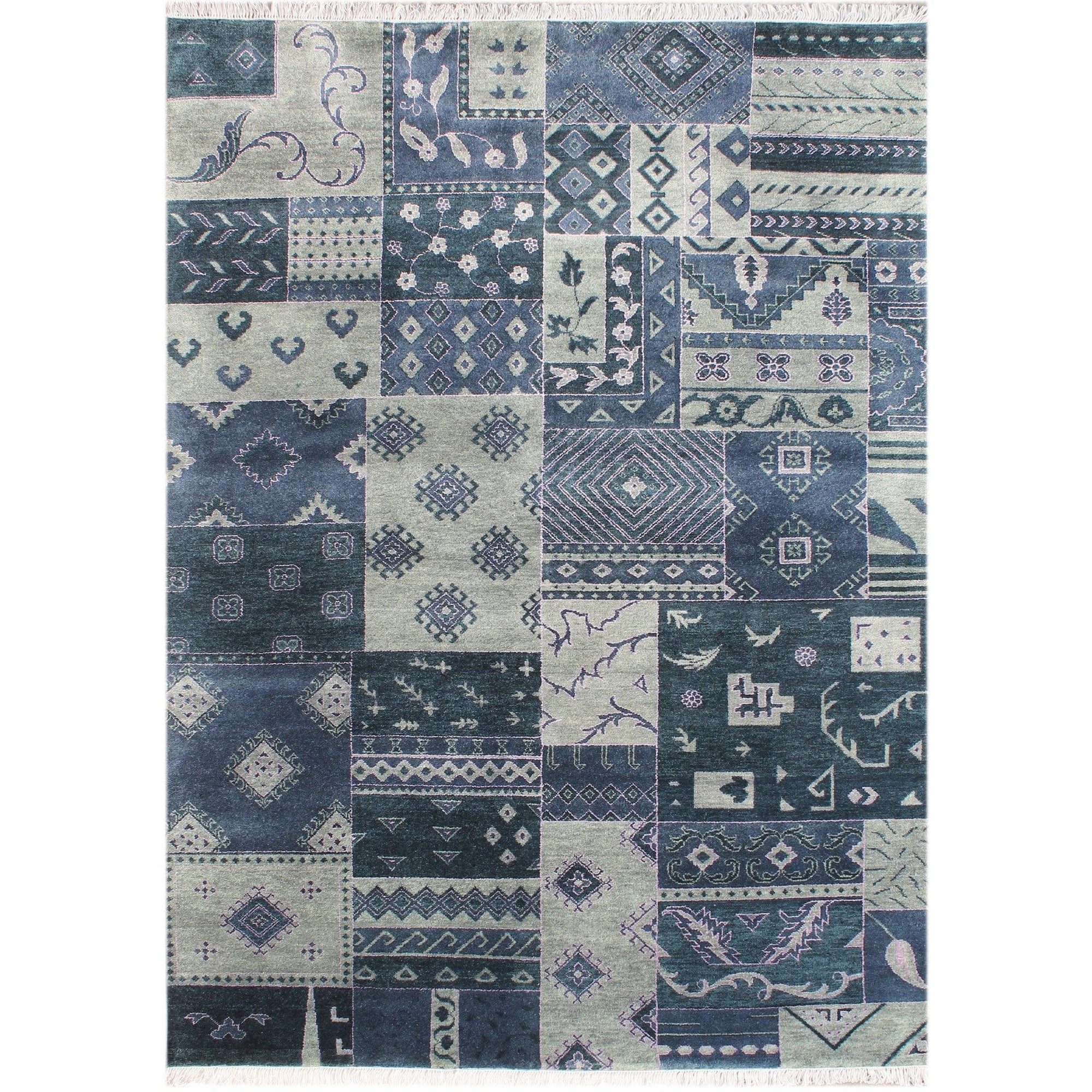 Fine Hand-knotted Patch Weave Wool Modern Rug 167cm x 235cm