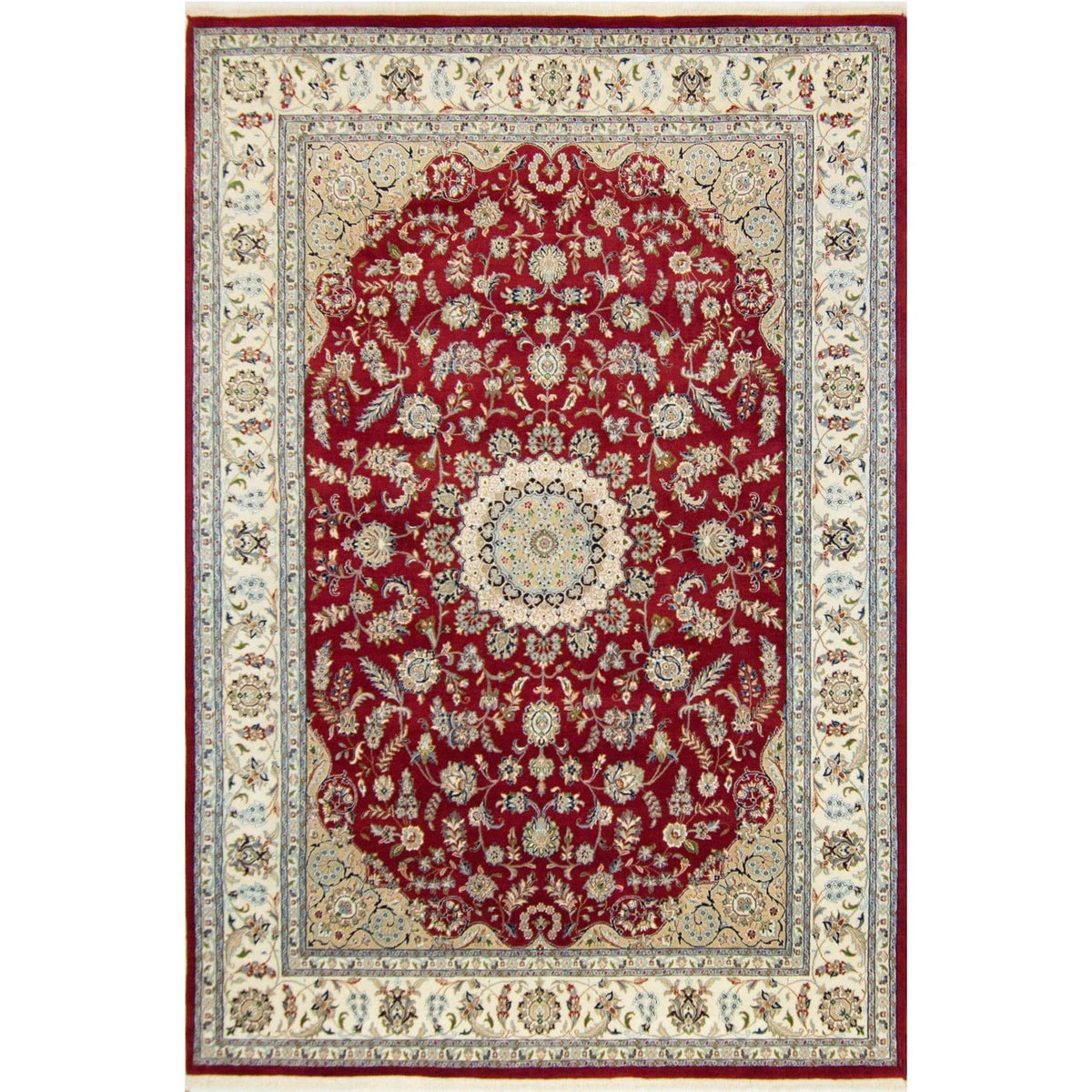 Fine Hand-knotted Wool &amp; Silk Nain Rug 241cm x 353cm