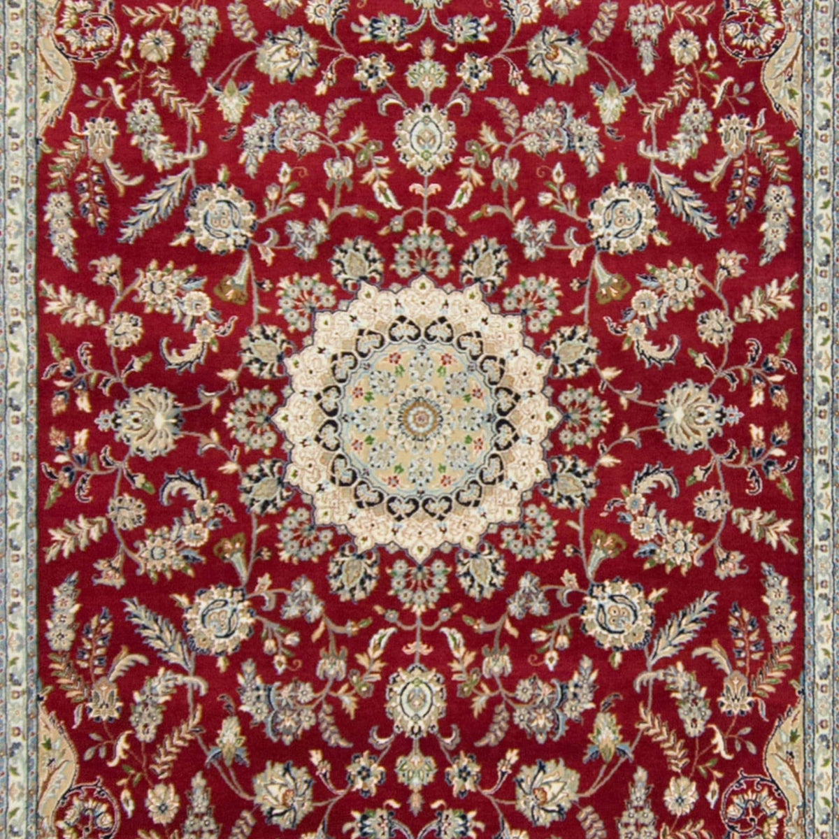 Fine Hand-knotted Wool &amp; Silk Nain Rug 241cm x 353cm