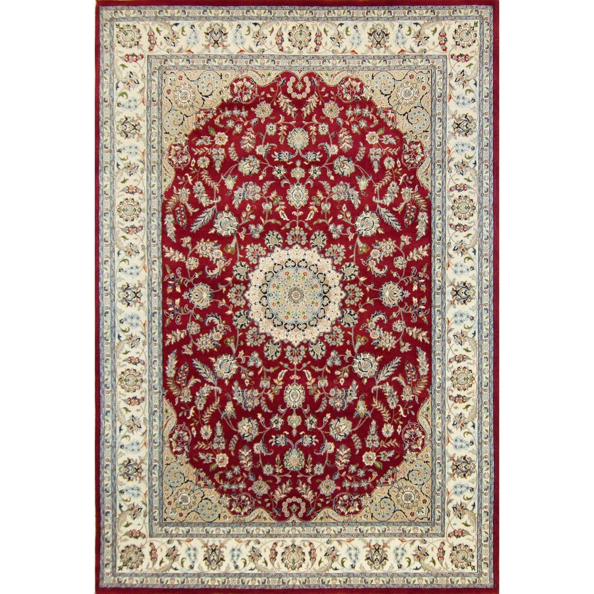 Fine Hand-knotted Wool &amp; Silk Nain Rug 241cm x 353cm
