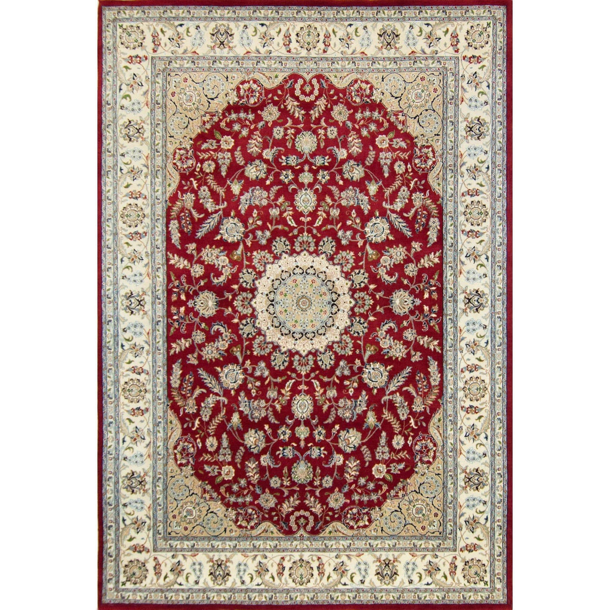 Fine Hand-knotted Wool &amp; Silk Nain Rug 241cm x 353cm