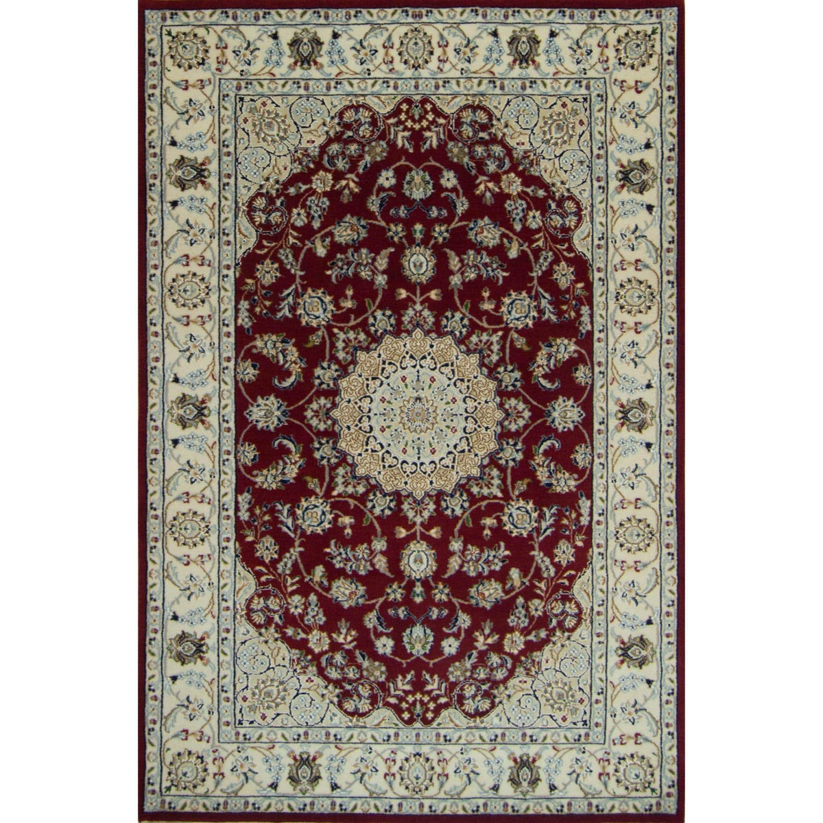 Fine Hand-knotted Wool &amp; Silk Nain Rug 122cm x 188cm