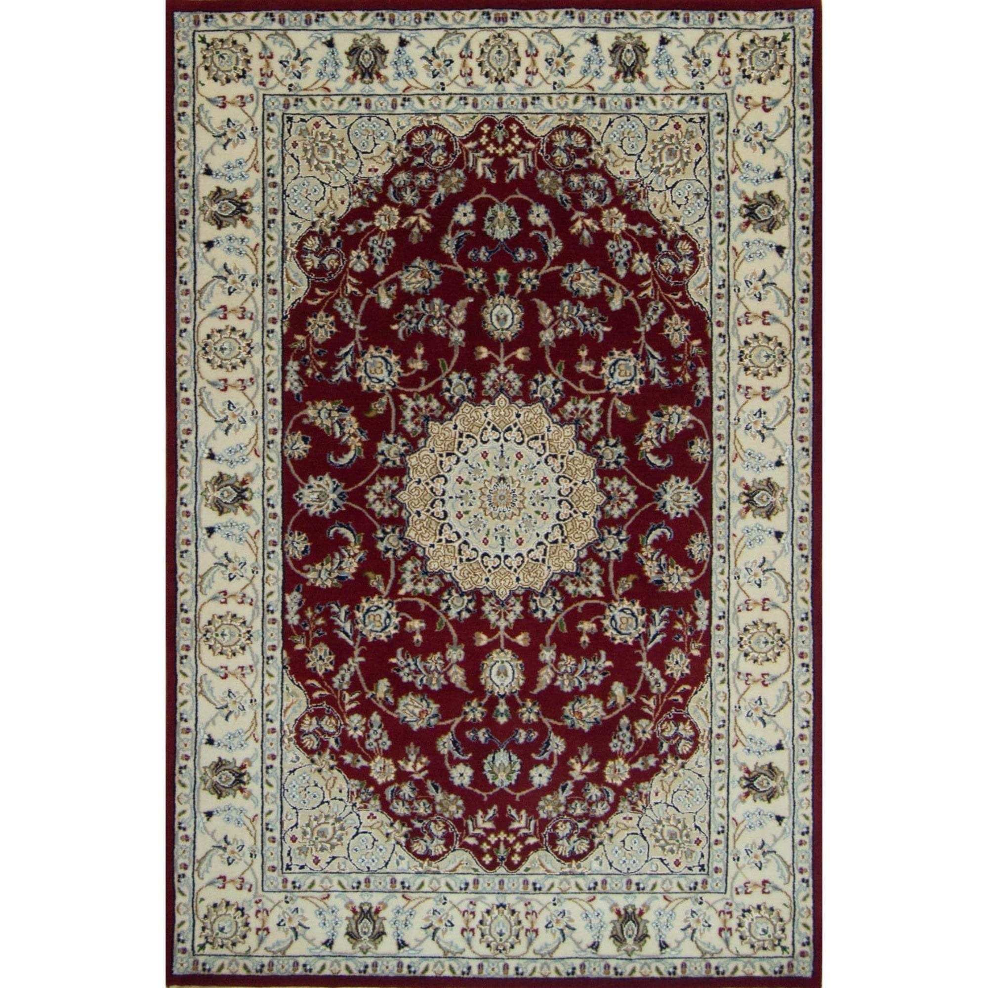 Fine Hand-knotted Wool & Silk Nain Rug 122cm x 188cm