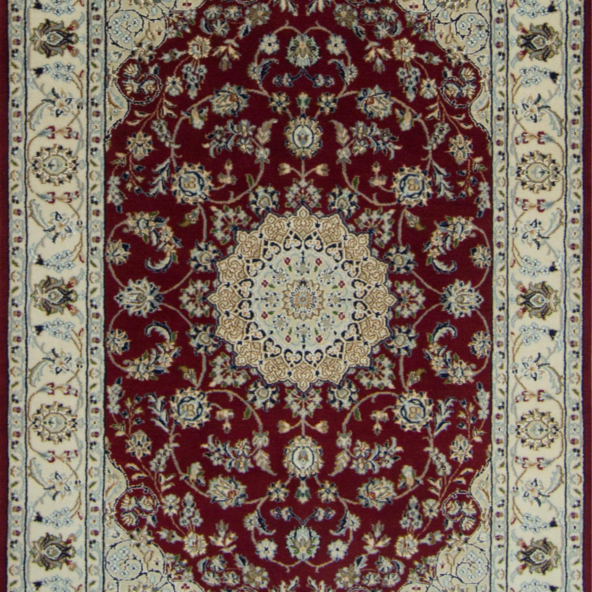 Fine Hand-knotted Wool &amp; Silk Nain Rug 122cm x 188cm