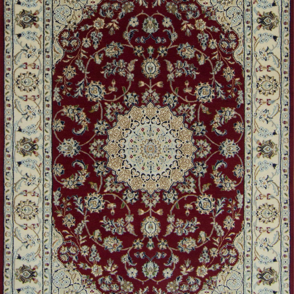 Fine Hand-knotted Wool &amp; Silk Nain Rug 122cm x 188cm