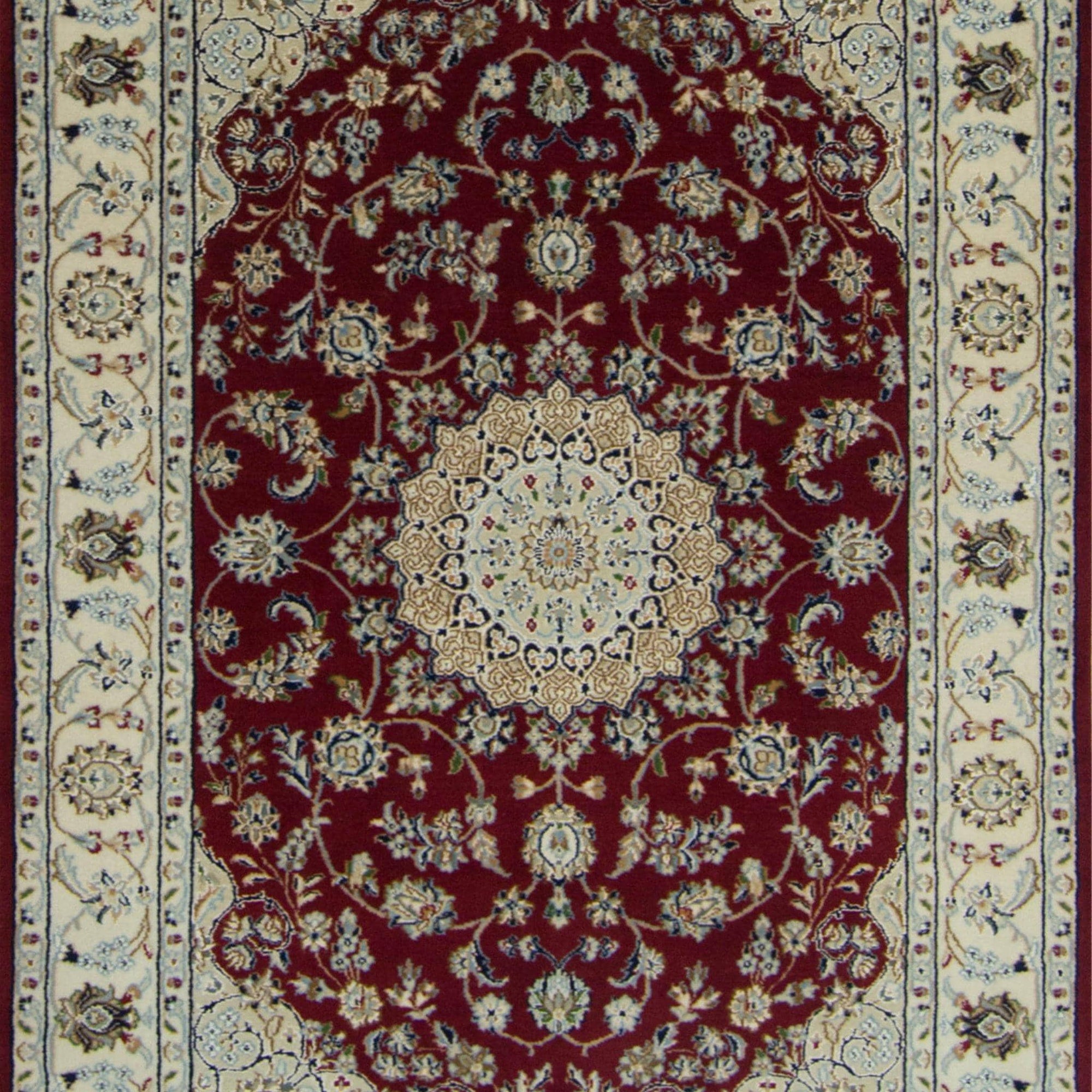 Fine Hand-knotted Wool & Silk Nain Rug 122cm x 188cm