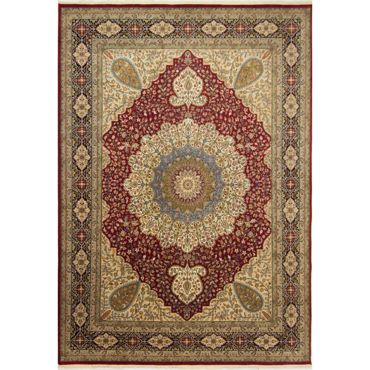 Fine Hand-knotted Wool and Silk Tabriz Design Rug 274cm x 363cm