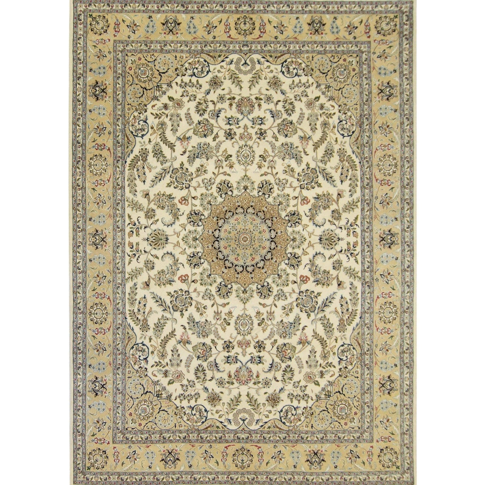 Fine Hand-knotted Wool & Silk Nain Rug 192cm x 303cm